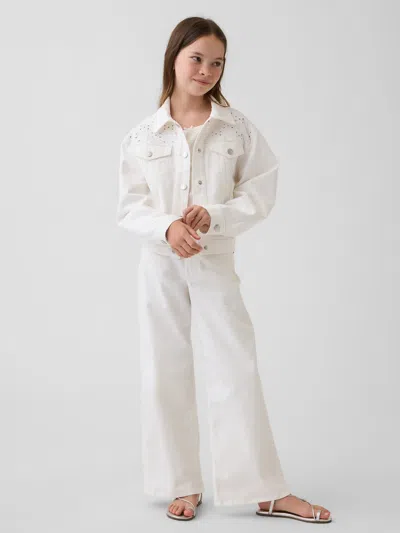 Gap Kids Low Rise Stride Wide-leg Jeans In White Denim