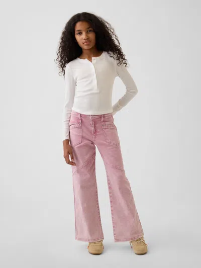 Gap Kids Low Rise Stride Wide-leg Jeans In Wispy Mauve