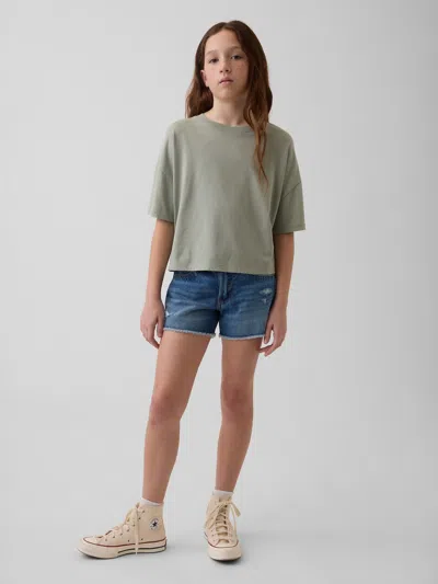 Gap Kids Low Rise Ultrasoft Stride Denim Shorts In Dark Wash
