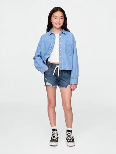 Gap Kids Low Rise Ultrasoft Stride Easy Denim Shorts In Medium Wash