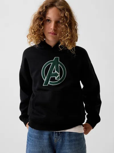 Gap Kids Marvel Vintagesoft Logo Hoodie In Black