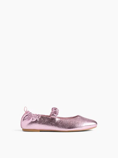 Gap Kids Metallic Ruched Vegan Leather Flats In Metallic Pink