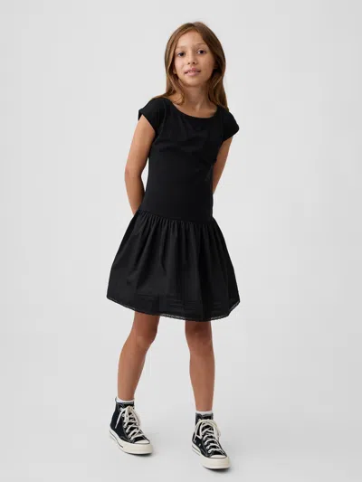 Gap Kids Mixed Media Drop-waist Dress In Black