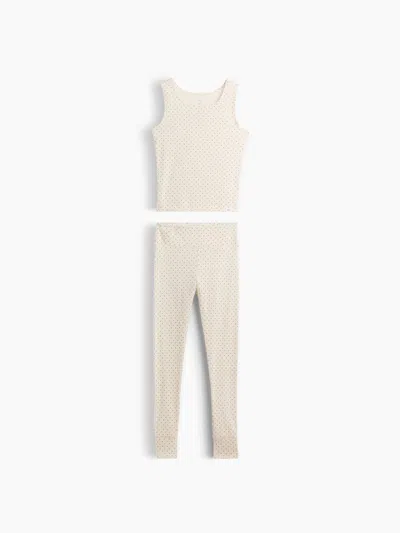 Gap Kids Organic Brushed Cotton Tank & Leggings Pj Set In Winter Dot White