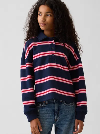 Gap Kids Oversized Boxy Polo Shirt Sweatshirt In Blue
