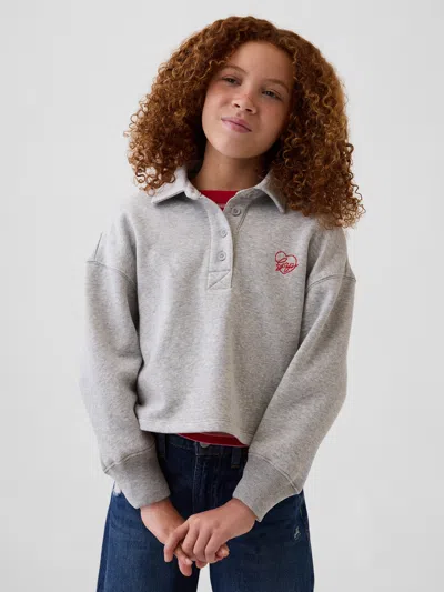 Gap Kids Oversized Boxy Polo Shirt Sweatshirt In Grey