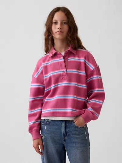 Gap Kids Oversized Boxy Polo Shirt Sweatshirt In Pink Raspberry
