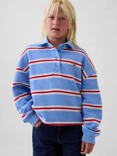 Gap Kids Oversized Boxy Polo Shirt Sweatshirt In Shirting Blue