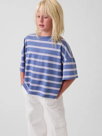 Gap Kids Oversized Boxy Stripe T-shirt In Blue