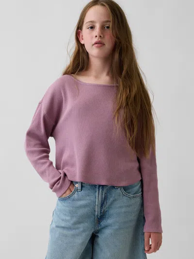 Gap Kids Oversized Waffle T-shirt In Wispy Mauve