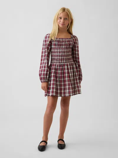 Gap Kids Plaid Smocked-waist Dress In Pink