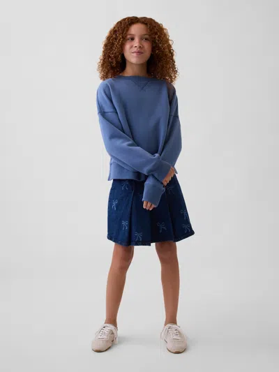 Gap Kids Pleated Denim Mini Skirt In Bow Print