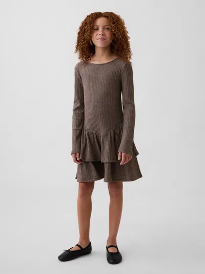 Gap Kids Pointelle Drop-waist Tiered Dress In Brown