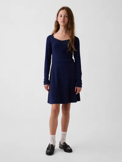 Gap Kids Pointelle Rib Dress In Blue