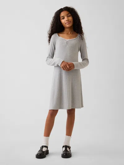 Gap Kids Pointelle Rib Dress In Grey