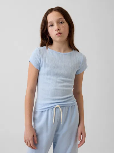 Gap Kids Pointelle Rib Fitted T-shirt In Blue