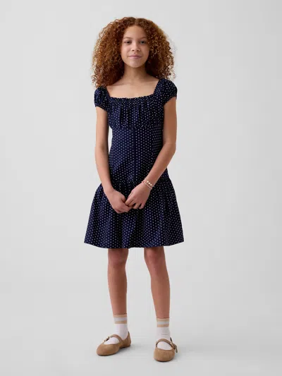 Gap Kids Polka Dot Drop-waist Dress In Navy Dot