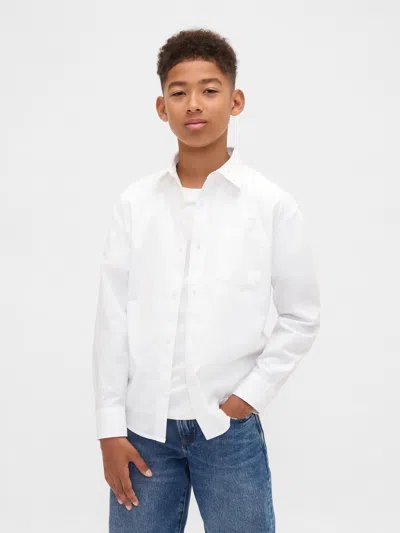 Gap Kids Poplin Uniform Relaxed Shirt In White