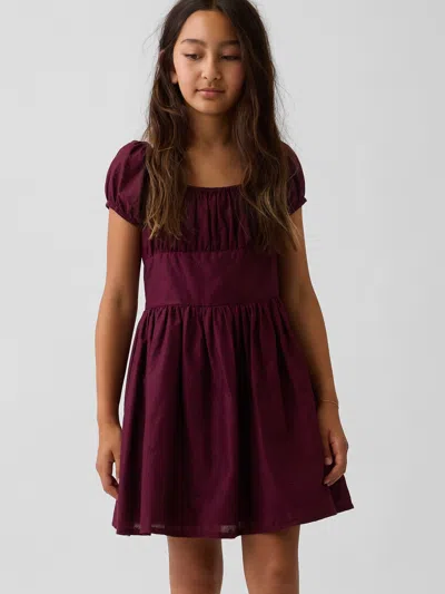 Gap Kids Puff-sleeve Dress In Tuscan Red