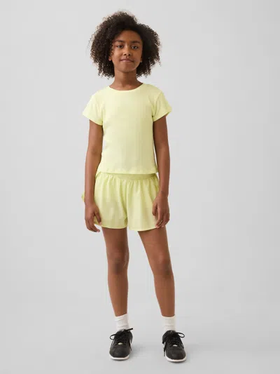 Gap Kids Quick-dry Butterfly-hem Run Shorts In Citron