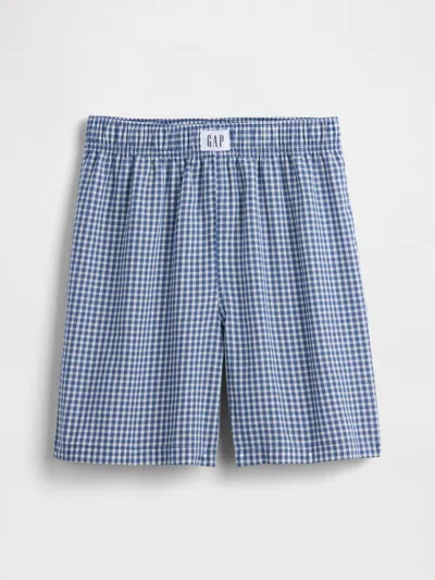 Gap Kids Recycled Boxer Pj Shorts In Navy Gingham
