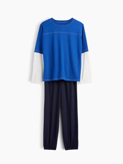 Gap Kids Recycled Colorblock Pj Set In Navy Uniform