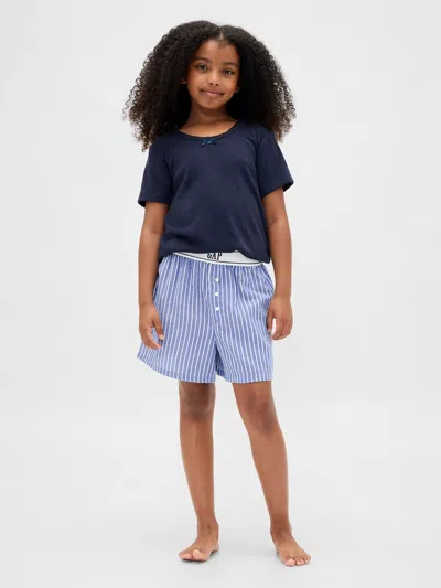 Gap Kids Recycled Flannel Pj Boxer Shorts In Blue Stripes