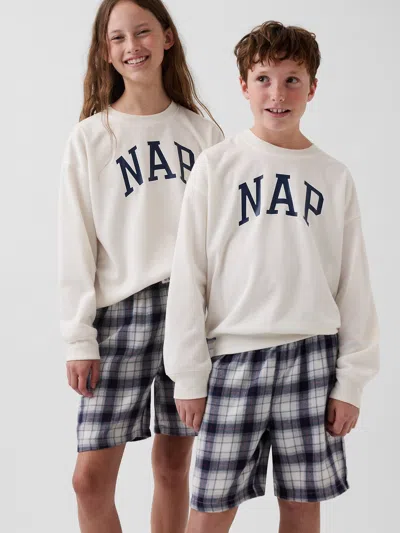 Gap Kids Recycled Flannel Pj Boxer Shorts In Navy Plaid