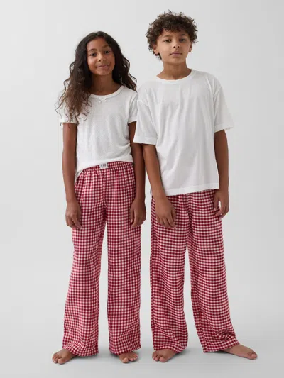 Gap Kids Recycled Flannel Pj Pants In Red Gingham