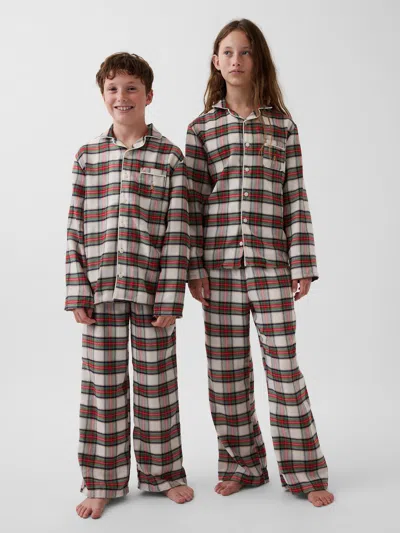 Gap Kids Recycled Flannel Pj Set In Red & Cream Plaid