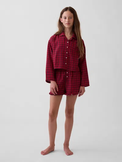 Gap Kids Recycled Flannel Pj Short Set In Red