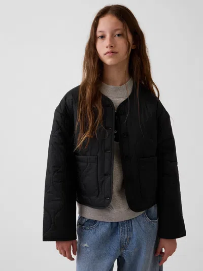 Gap Kids Recycled Lightweight Quilted Jacket In Black