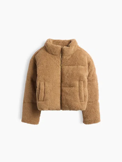 Gap Kids Recycled Mockneck Puffer Jacket In Brown