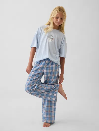 Gap Kids Recycled Oversized Pj Set In Blue Plaid