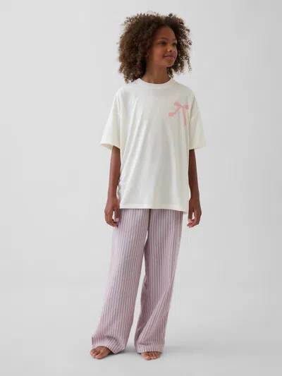 Gap Kids Recycled Oversized Pj Set In Pink Stripe