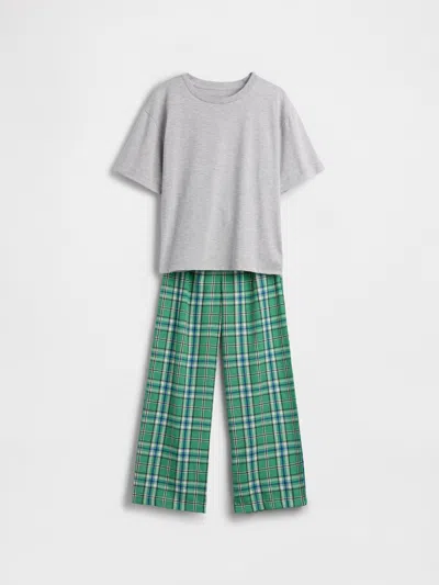 Gap Kids Recycled Pj Set In Green Plaid