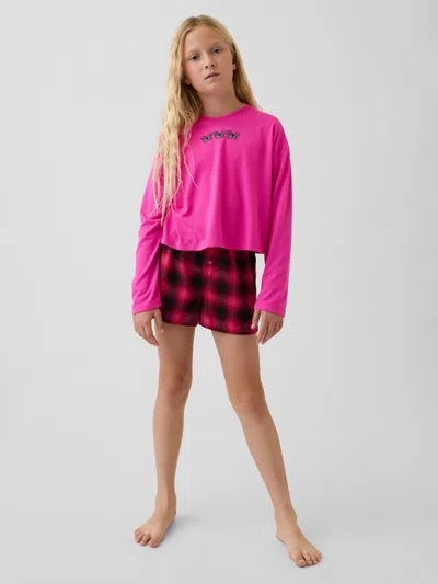 Gap Kids Recycled Pj Short Set In Standout Pink
