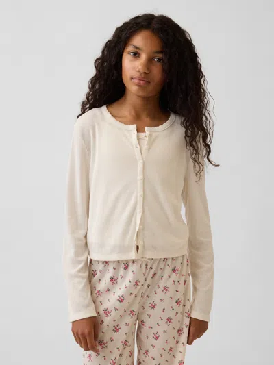 Gap Kids Recycled Pointelle Pj Cardigan In Creme