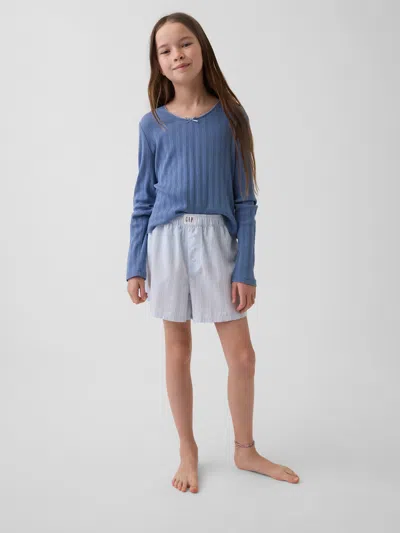 Gap Kids Recycled Poplin Pj Boxer Shorts In Blue Stripe