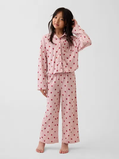 Gap Kids Recycled Print Pj Set In Pink Apple
