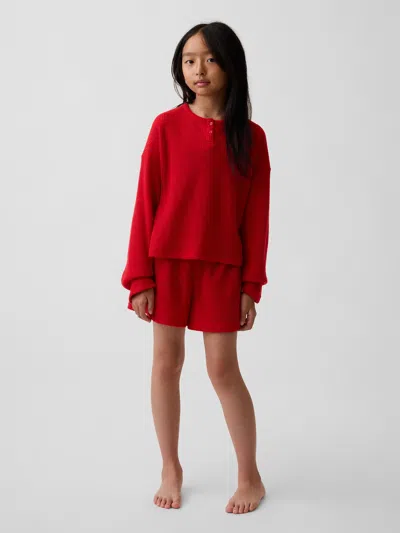 Gap Kids Recycled Waffle Henley Pj Short Set In Modern Red
