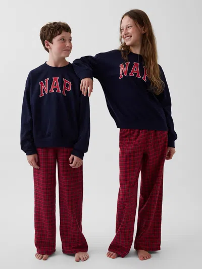 Gap Kids Recyled Flannel Plaid Pj Pants In Red Tartan