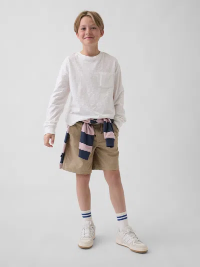 Gap Kids Relaxed Easy Shorts In Iconic Khaki