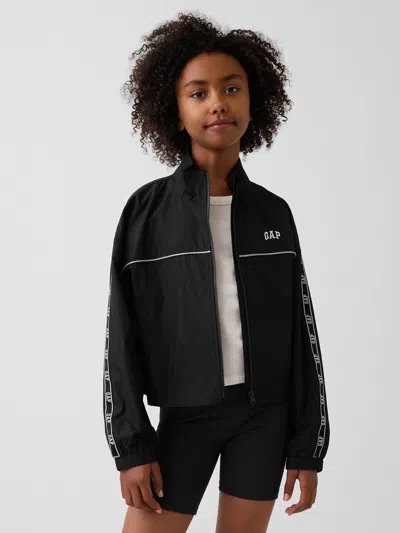 Gap Kids Relaxed Logo Windbreaker Jacket In Black