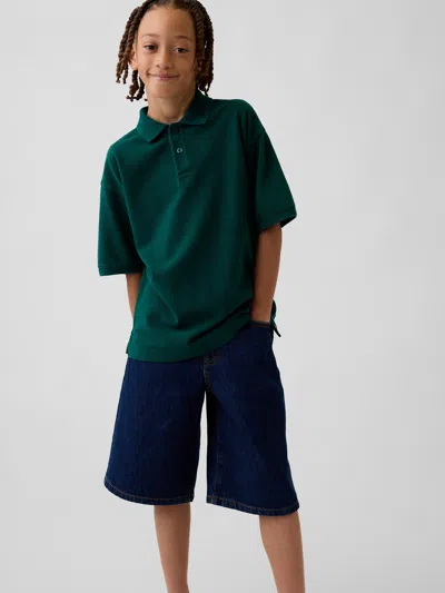 Gap Kids Relaxed Pique Polo Shirt Shirt In Green Pine
