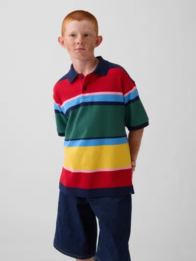 Gap Kids Relaxed Pique Polo Shirt Shirt In Multi Stripe