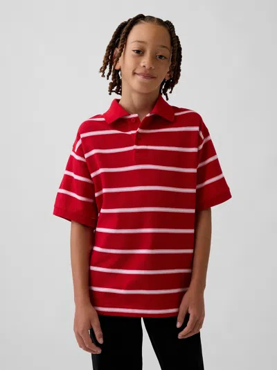 Gap Kids Relaxed Pique Polo Shirt Shirt In Red Stripes