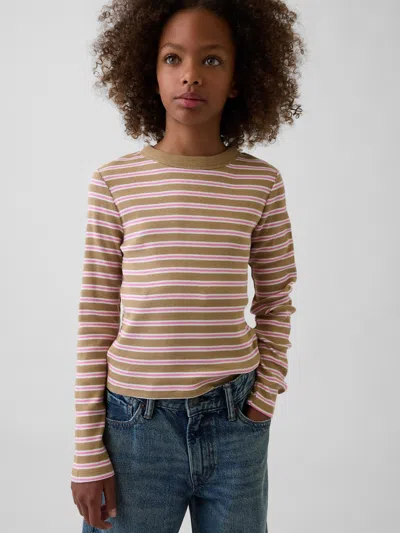 Gap Kids Rib Crew T-shirt In Pink