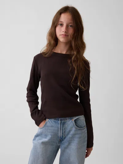 Gap Kids Rib Crew T-shirt In Terra Brown