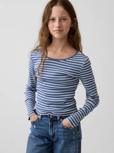 Gap Kids Rib T-shirt In Blue Stripe